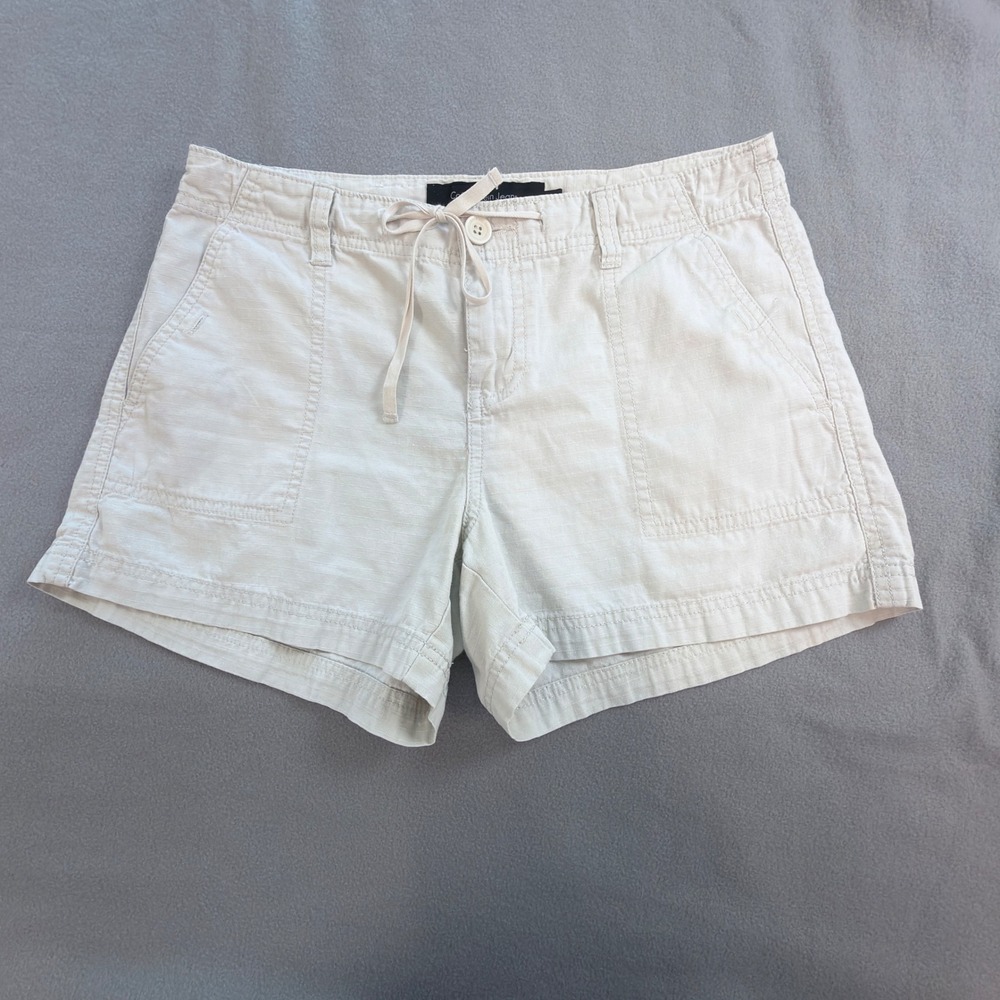 Calvin Klein Shorts Womens 4 Beige Excellent Cotton Cargo Drawstring WG25C07C